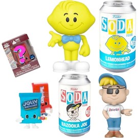 Lemon Retro Figure Head Soda Can Lemonhead Ad Icons Bundled with Wacky Pack Pop Bazook Joe Brand + Mini Exclusive Mascot 3 Items