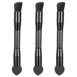 3 Pcs Dual Ended Hairline Brushes, Root Concealer Brush Set with Sponge Tip and Soft Bristles Premium Concealer Brush for Seamless Blending, Travel Makeup Brushes Set for Covering Hair Root Touch Up