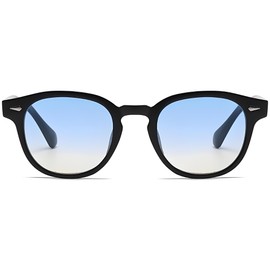 DEWEST Sunglasses Depp Style 70 Year Men Women, Black/Blue Yellow