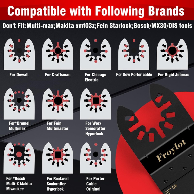 Froylot Latest Titanium Oscillating Tool Blades, Universal Multitool Blades for