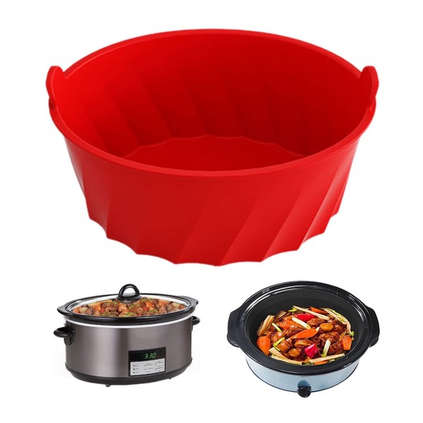 Slow Cooker Liners fit with Crock-Pot 6-8 QT,Foldable Reusable Silicone