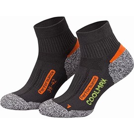 Piarini 2 pairs Coolmax outdoor socks, functional socks, short, black, anthracite, blue petrol; size 35-38, 39-42, 43-46, 47-50. -