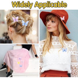 12pcs Butterfly Lace Trim, Lace Butterfly Applique Patches,Double Layers Organza Butterfly Lace Fabric Embroidery Sewing Lace DIY for Wedding Bride Hair Dress Hat Accessories (Blue)