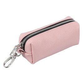 sourcing map Leather Coin Purse, Leather Car Key Holder Bag Hand-held Change Purse Keychain Pouch Small Coin Pouch with Key Ring for Women and Men, Pink