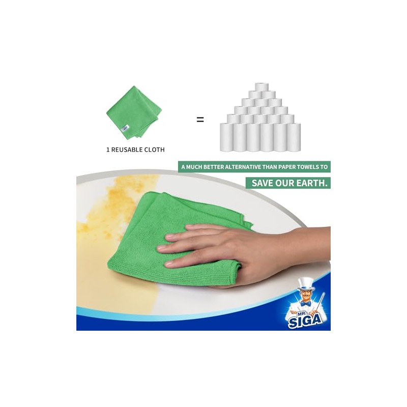 MR.SIGA Paños de Limpieza de Microfibra, Toallas de Microfibra Multiusos,