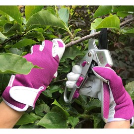 Petal Power Ladies Leather Gardening Gloves One Pair - Work Gloves for Women for Garden and Household Tasks (Small, Purple)