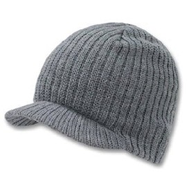 DECKY Knit Navy Light Silver Grey Gray Campus Cap Hat with Bill Winter Cold Weather Military Cadet Tactical Look
