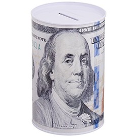 Home Bay Metal Money Piggy Bank with 100 Dollar Bill Wrapping