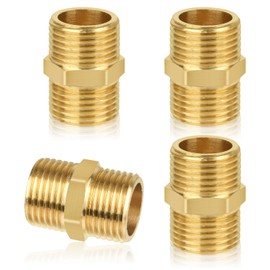 4 Pcs 1/2" Male to 1/2" Male,Thread Brass Hex Nipple Connector,Hex Nipple Pipe Fittings,Straight Pipe Hex Fitting G1/2 x G1/2 Male Thread Connector for Pipe Connecting Conversion
