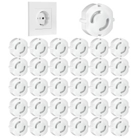 FUHOMI Pack of 30 Sockets Child Lock – Socket Protection Child Lock Pluggable – Child Safety Socket – Socket Safety Baby – Socket Cover White