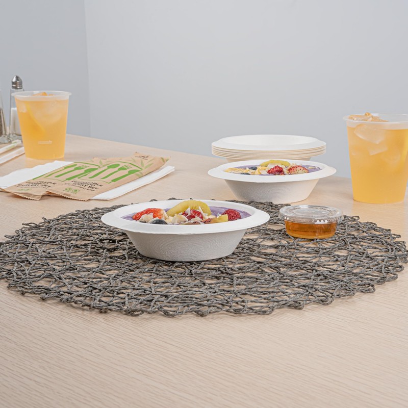 Pulp Safe No PFAS Added 7 oz Oval White Sugarcane/Bagasse