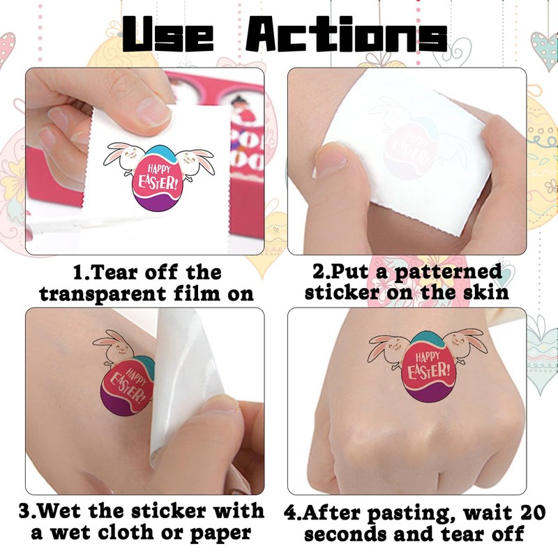 Easter Tattoo Easter Gifts Children, 15 Sheets Luminous Easter Eggs