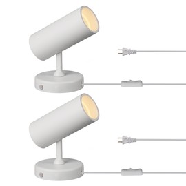 Aisilan 2 Pack LED White Plug in Spotlight with On/Off Switch Uplight Spotlight Indoor Accent Ceiling Spot Light for Plant Background Wall Spotlight Warm White 12W CREE COB CRI 97, MS007A