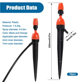 VooGenzek 10 Pieces Dripper Adjustable Irrigation Dripper Set, Adjustable Drip Emitter Water Irrigation Dropper, 360 Degree Adjustable Drip Irrigation System, for 4/7 mm Pipe