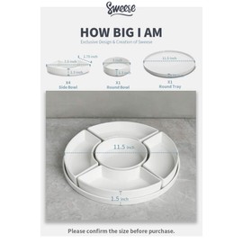 Sweese 707.001 Porcelain Divided Serving Dishes, Relish Tray, Serving Bowls for Parties - Perfect for Chips and Dip, Veggies, Candy and Snacks, White