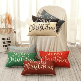 TRENDIN Christmas Throw Pillow Cover 20x12 inch, Black Lumbar Throw Pillowcase, Home Chair Office Winter Decorations Linen Cushion Cover for Sofa Couch PL703TR