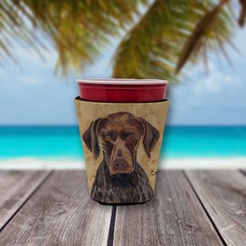Caroline's Treasures SC9117RSC German Shorthaired Pointer Red Cup Hugger Cup Cooler Sleeve Hugger Machine Washable Drink Sleeve Hugger Collapsible Insulator Beverage Insulated Holder