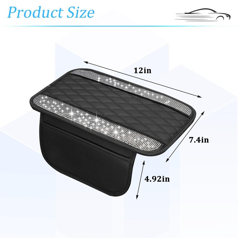 Bling Car Center Console Cover, Crystal Diamond Vehicle Arm Rest