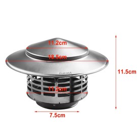 75mm Chimney Cap, Stainless Steel Vent Cover Windproof Roof Exhaust Pipe Vent Mesh Protector Cap, Roof Flue Cowl with Bird Guard, Metal Rain Snow Hat for Chimney