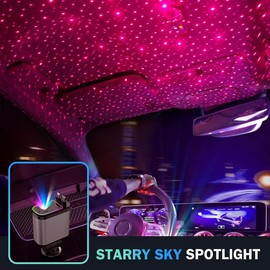 Starlight 4-in-1 Retractable Car Charger with Type C & Lighting Cables, USB-A & USB-C Ports and Starlight Headliner - Type: Type C + Type C