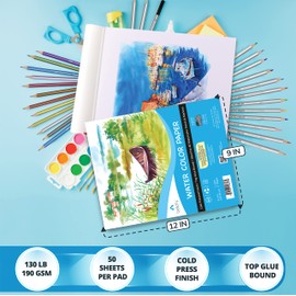 Bellofy 2X Watercolor Paper Pad, 100 Sheets, 9x12 Inches | Ideal for Kids, Artists & Beginners Love | Watercolor Sketchbook for Watercoloring Techniques | Great Gift Idea