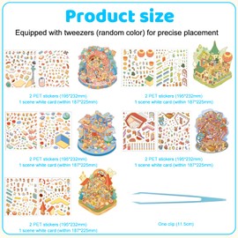 TYXHXTF 5 Sets of 3D Extremely Large House Stickers, Fairy Tale Stickers, 3D Sticker Scene, House Stickers Make Your Own, Relief Stress for Adults and Children