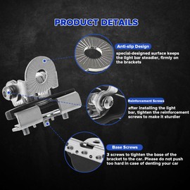Universal LED Light Bar Mounting Brackets A Pillar Hood Work Light Clamp Holder Mount 304 Stainless Steel for Car Offroad Jeep Truck SUV 4x4 2PCS