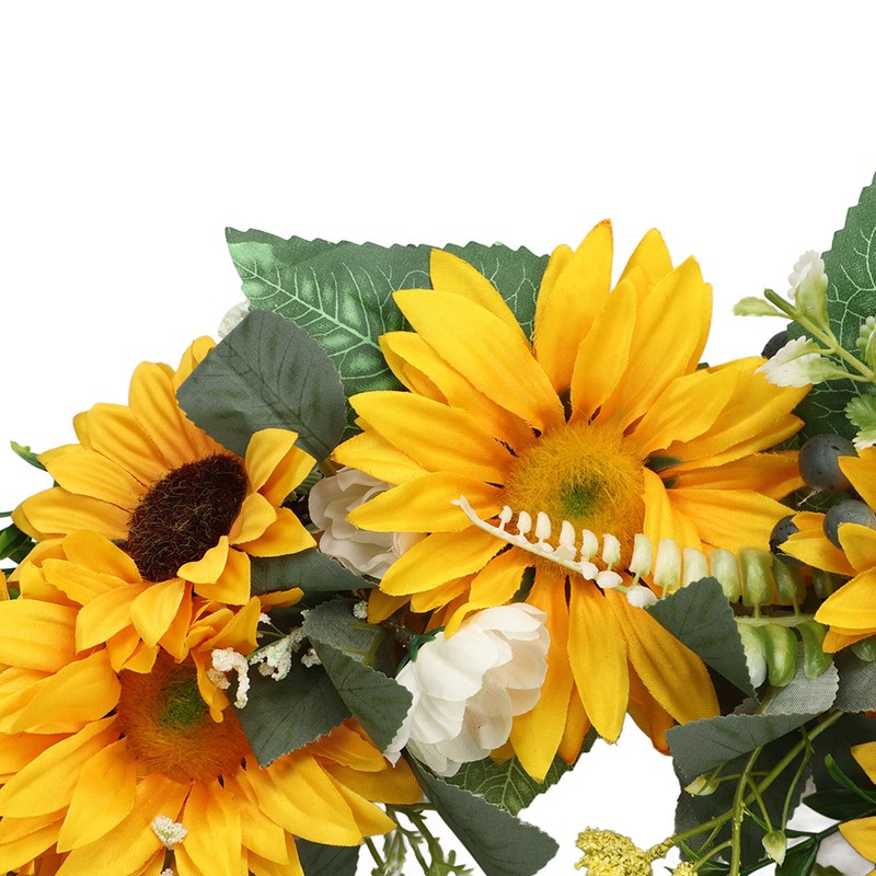 15 Inch Sunflower Wreath for Front Door Artificial Sunflower Wreath
