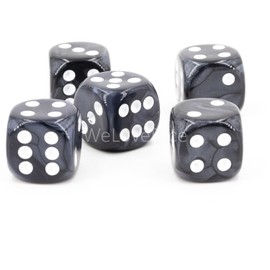 WeLoveBeads W6 Cube (16 mm) in Anthracite/White Dots - Made in Germany - Pack of 5