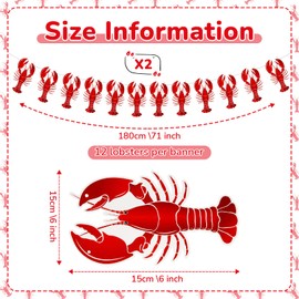 Flutesan 2 Pcs Crawfish Table Covers 86 x 51 Inch Lobster Tablecloth 2 Pcs Crawfish Banner Summer Crawfish Boil Decorations for Birthday Lobster Festival Potluck Barbecue Party Supplies, White and Red