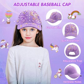 DIY Baseball Cap for Girls - Make Your Own Hat with Jewel Stickers, Christmas & Birthday Gift for Girls (4-11 Years), Purple & Pink Craft Kit School Hat