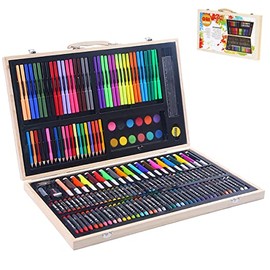 FHZLAJ Set de Arte Profesional 180Pzs, Kit de Pintura Suministros para Dibujo Arte con Estuche Caja Portátil, Lápices de Color Marcadores Regalo para Niños Adolescentes Estudiante Artista Principiante