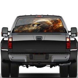 Eagle Wallpaper Rear Window Decals for Trucks,Car Window Back Sticker Eagle Decals for Men,Car Decoration See-Through Vinyl Sticker Decal 66in x 20in