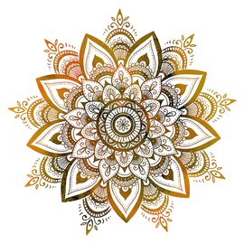 VOSSOT Mandala Wall Sticker, Large Wall Sticker Mandala for Bedroom, Gold Boho Flowers Wall Sticker, Wall Picture, Boho Style, Hallway, Yoga Wall Decoration, Living Room, Bedroom Wall Sticker, Flowers