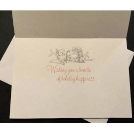 Christmas Card Adorable Jolly Santa Holding Stocking Horn Bag Full Of Toys Gifts