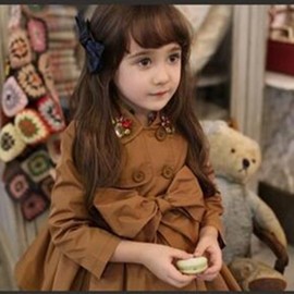 KIDS Wig, For Kids, Half Long, Curly, Girls, All Full Wig, Fluffy, Soft, Airy, See-through Bangs, Cute, Girl Wig, Lightweight, Costume, Presentation, Birthday Party, Hair Fraying, Costume, Shrine Visits (Net Included) (M, Dark Brown)
