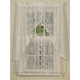 LORRAINE HOME FASHIONS Hopewell - Panel de Cortina de Encaje para Ventana, poliéster, Crema, Swag 58" x 38', 1