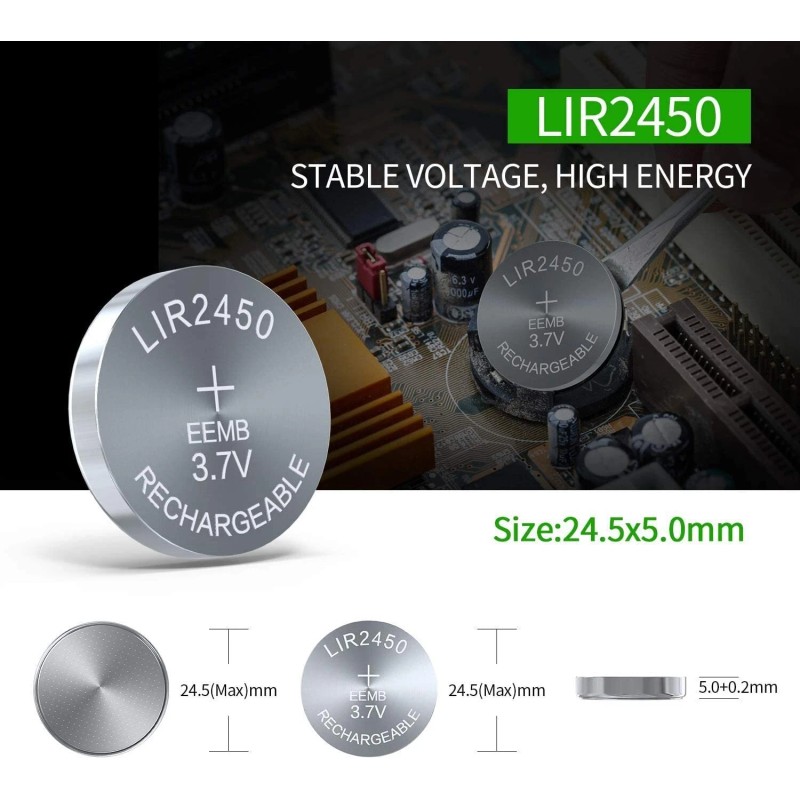 EEMB LIR2450 Rechargeable Battery 2450 Li-ion Battery Charger with 3.7V