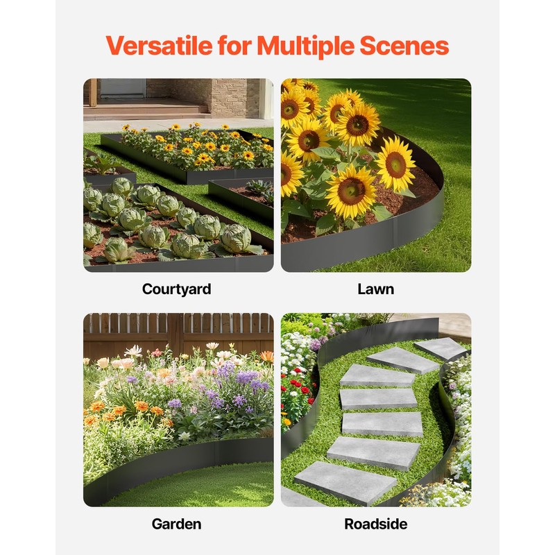 VEVOR Steel Landscape Edging, 6 Packs 40 x 8 in