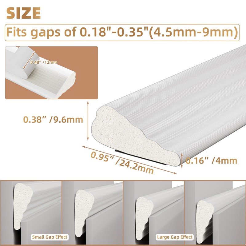2Pcs×196" Wedge-Shape Foam Window Weather Stripping Door Seal Strip,Soundproofing Frame