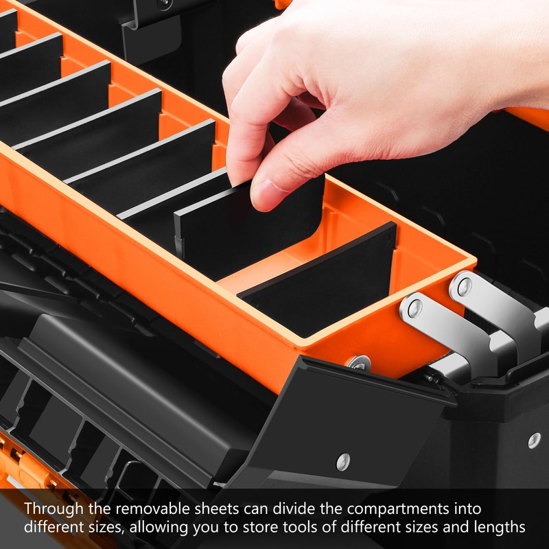 DNA MOTORING 2-Layer Lockable Tool Box Plastic Portable Storage Folding