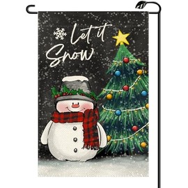 Snowman with Scarf Garden Flag 12x18 Inch Vertical Double Sided Winter Seasonal Christmas Let It Snow Sign Small Flags Farmhouse Outside Decoration For Yard SD02