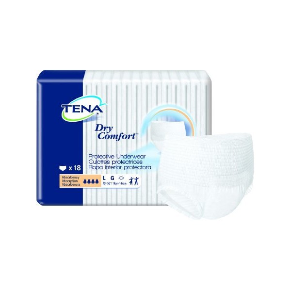 Tena Dry Comfort Adult Underwear Pull On Large Disposable Moderate Absorbency, 72423 - Pack of 18