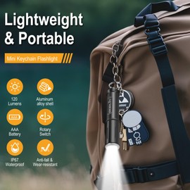 BORUIT RJ11 Torch LED Keyring 120LM and 50 m Range, Mini Torches Keychain Flashlight IP67 Waterproof for Outdoor Camping Hunting Emergency