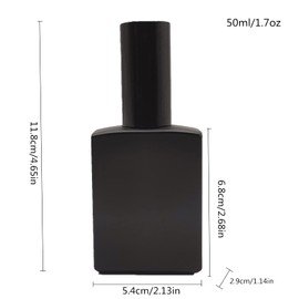 PimyRcyi 8PCS Square Glass Spray bottle,1.7oz Small Refillable Container with Fine Mist srpayer,Perfume bottle (50ml, Matte Black)