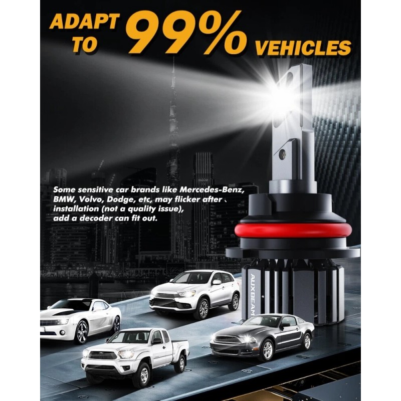 AUXBEAM 9007 LED Headlight Bulbs Conversion Kit High Low Beam