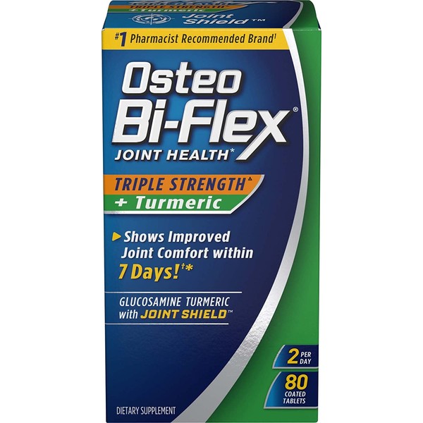 Osteo Bi-Flex, Triple Strength + Turmeric, 80 Tablets, Joint Support Supplements with Glucosamine HCI and Turmeric Curcumin, Joint Supplement for Men and Women