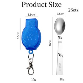 2 Pcs Foldable Stainless Steel Spoons Forks with 2 Case Multi Functional Foldable Fruit Forks Camping Cutlery Spoon and Fork for Outdoor Camping and Hiking