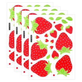 92 Pcs Strawberry Stickers Decor Removable Cute Fruit Wall Stickers for Girls Bedroom Kitchen Bathroom Waterproof Strawberry Wall Decals
