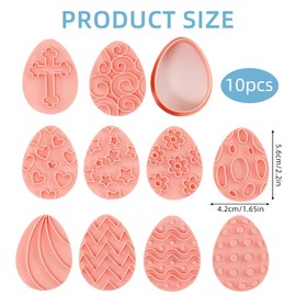10 Pieces 3D Plastic Easter Egg Stamp Set,Easter Cookie Cutter Set Cookie Cutter for Easter DIY Baking